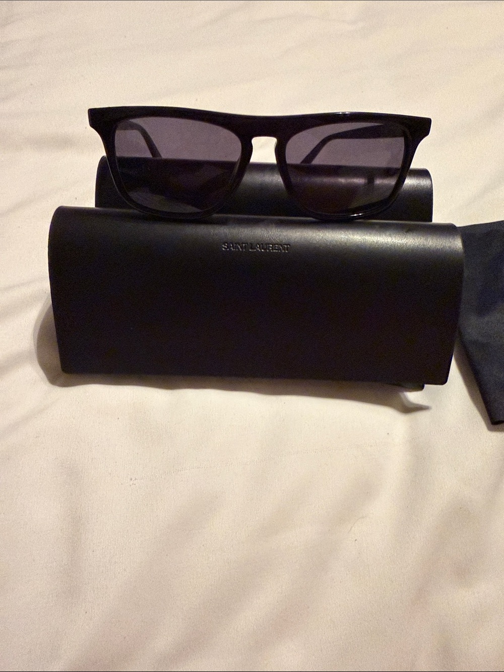 Saint Laurent Black Frame Sunglasses with Black Case
